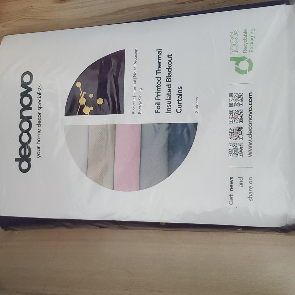 Deconovo foil printed thermal insulated blackout curtain new in package